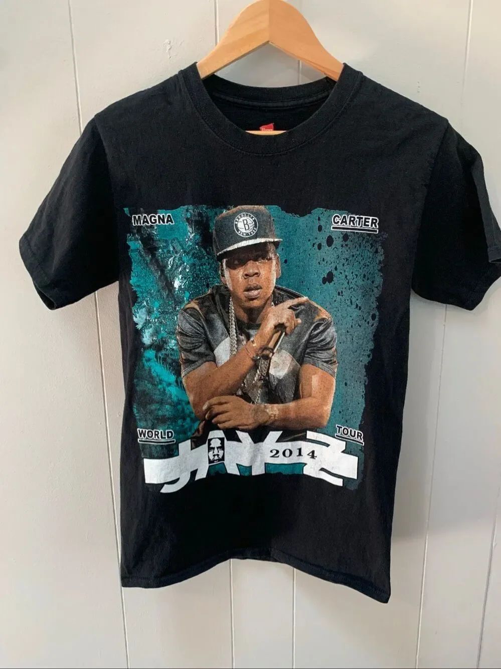 Jay Z World Tour 2014 Black Graphic Size S 100% Cotton Tee-Shirt